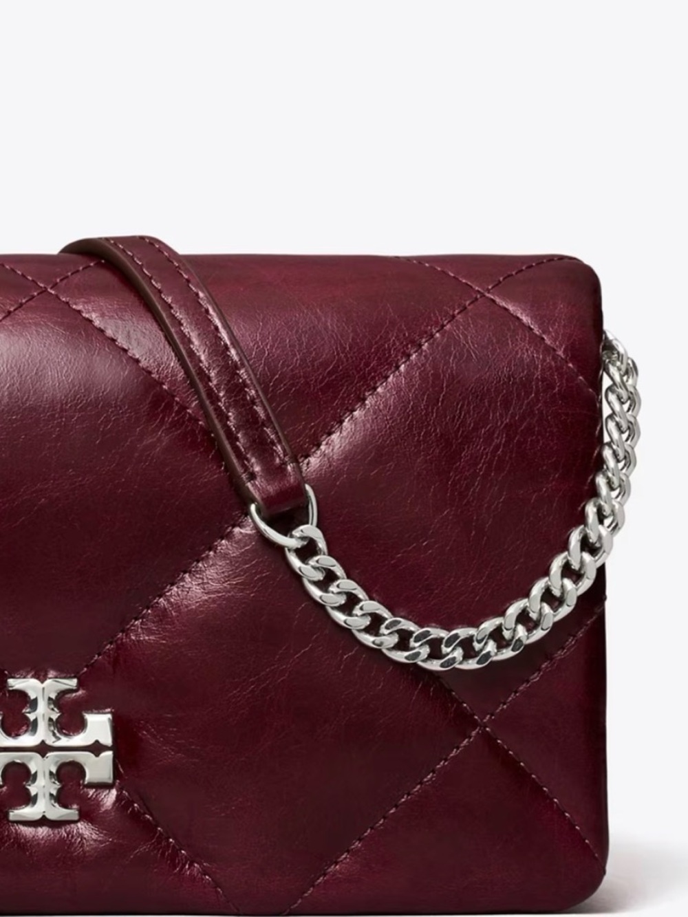 Tory Burch Quilted Leather Chain Crossbody in Burgundy Wine - Picture 4 of 6